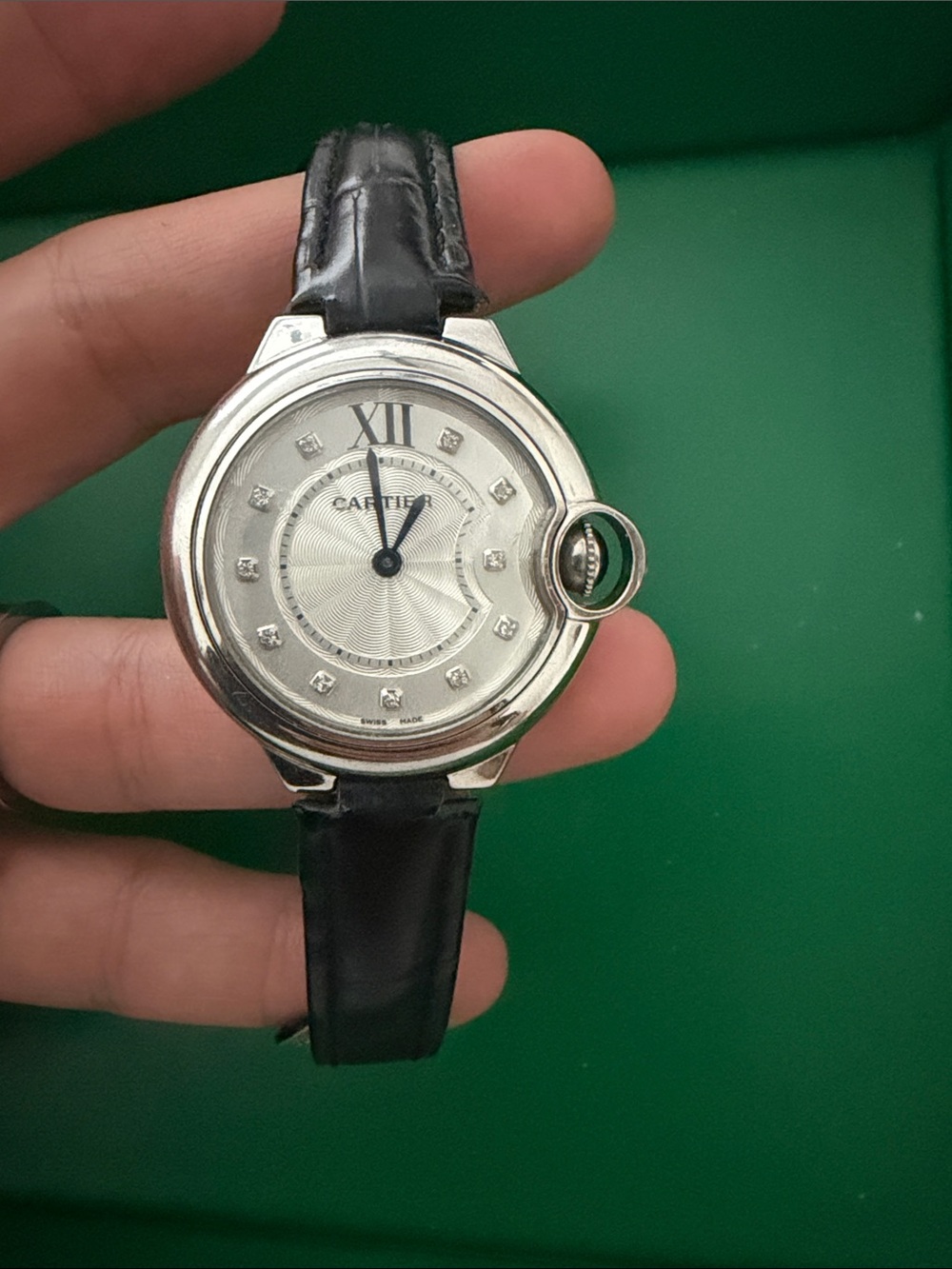 Baloo. Silver Dial with Black Leather Strap